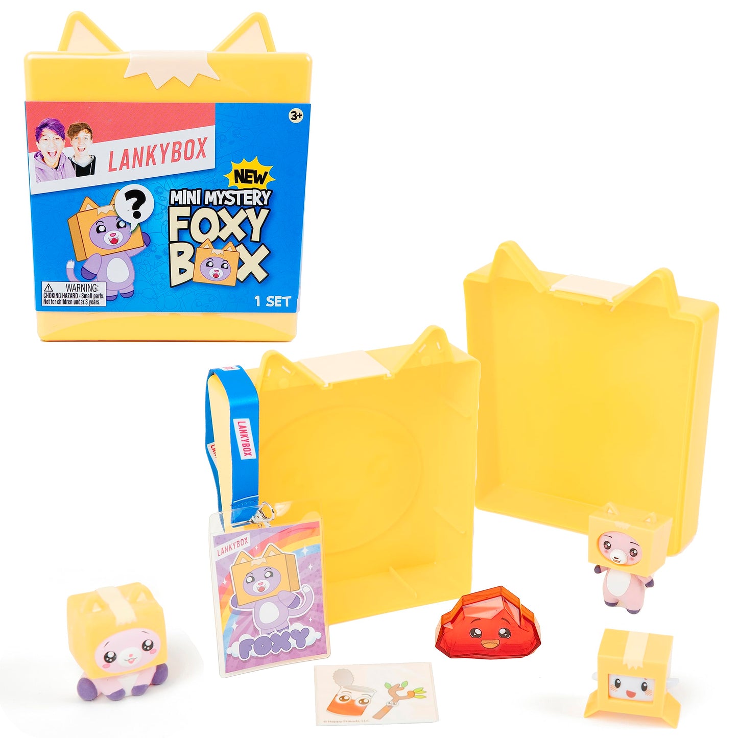 LankyBox Mini Foxy Mystery Box - 9 Toys, Mustard Color, Model 2122, Officially Licensed Foxy Merch