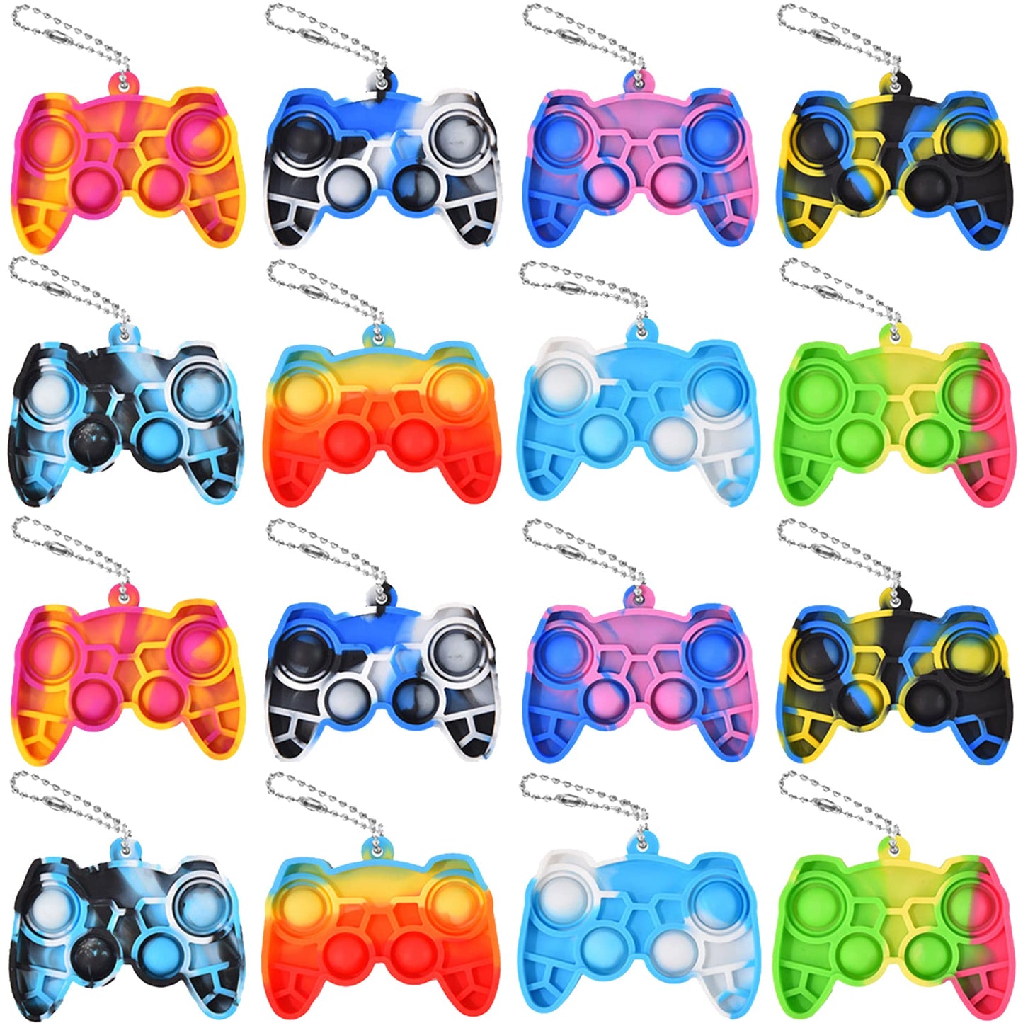 Whgamnce 16 Pcs Mini Pop Fidget Keychain,Tiny Push Pop Fidget Toy Back,Fidget Toys Bulk,Keychain Pop Bubble Toy,Anxiety Stress R