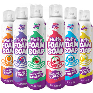 Tub Works Fluffy Foam Soap, Variety 6 Pack | Shape, Mold & Create Bath Art With Soft Bath Foam For Kids | Gentle, Cleansing Kids