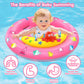 Baby Pool Float with Canopy, Inflatable Baby Swim Float with UPF50+ Sun Protection, Toddler Infant Pool Float with Toy Play Cons
