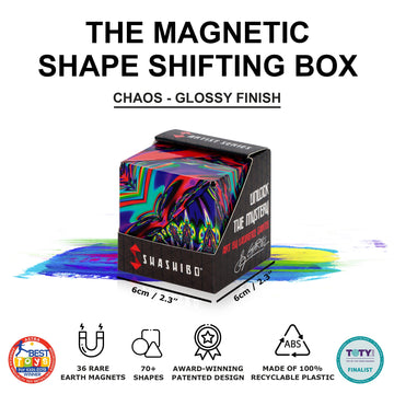 Shashibo Shape Shifting Box - Award-Winning, Patented Fidget Cube W/ 36 Rare Earth Magnets - Transforms Into Over 70 Shapes, Download Fun In Motion Toys Mobile App (Artist Series - Chaos)
