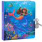 Mollybee Kids' Diary Notebook For Girls, Mermaid Theme, 5.5 X 6.25 Inches, 208 Lined Pages, Padlock With 2 Keys, Blue