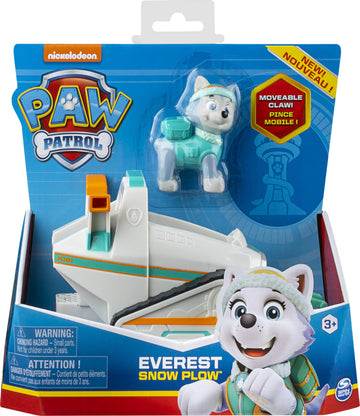 Paw Patrol Everest’s Snow Plow Vehicle with Collectible Figure, Plastic, Ages 3+, Model 6056856
