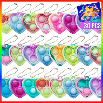 Onkull 30 Pcs Pop Keychain Fidget Toys, Party Favors Pop Push Fidget Toys It Keychain For Kids Pop Toys Party Favors Sensory Toy