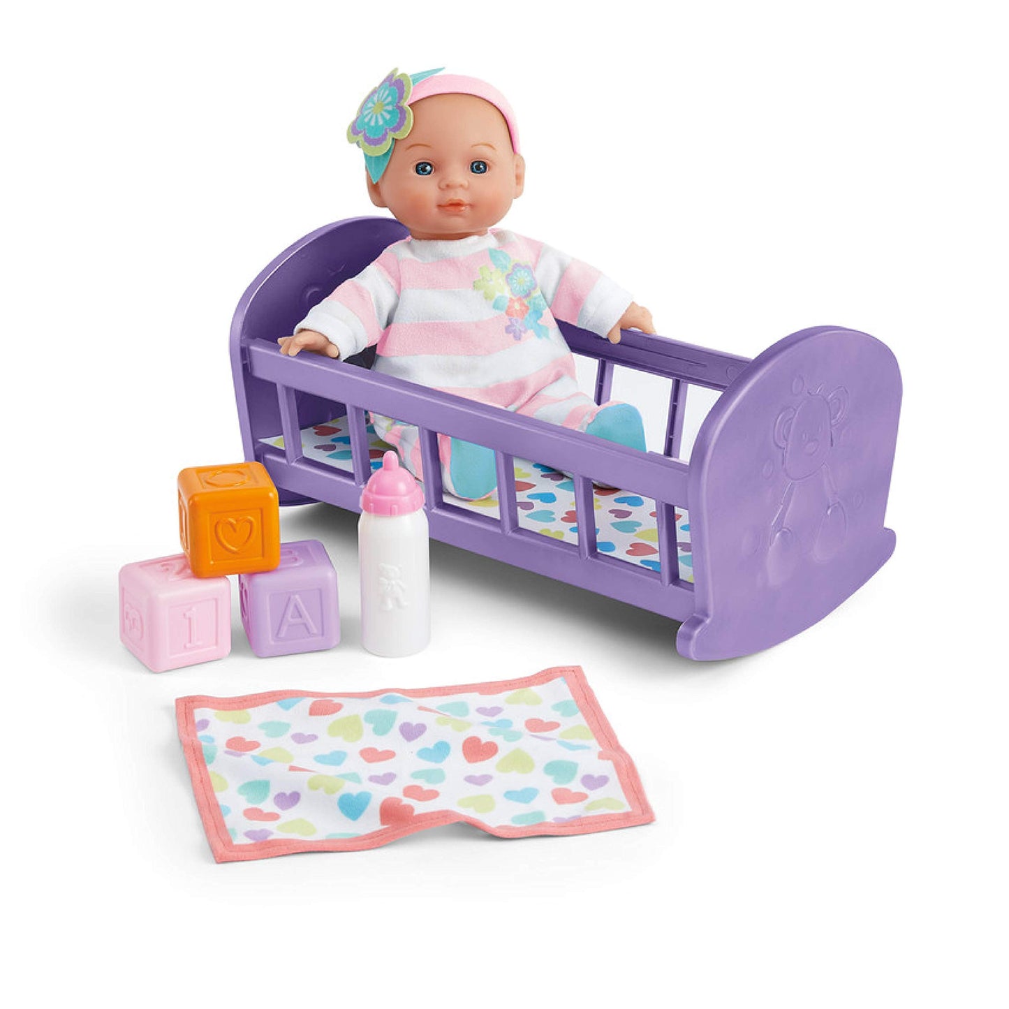 Kidoozie Lullaby Baby Playset - Soft Body Doll & Crib, 11" Multi-Color, G02595, Ages 2+