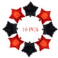 18 Inch Red Black Star Shape Foil Balloon,10Pcs Mylar Helium Balloons Star Balloons For Party Decoration