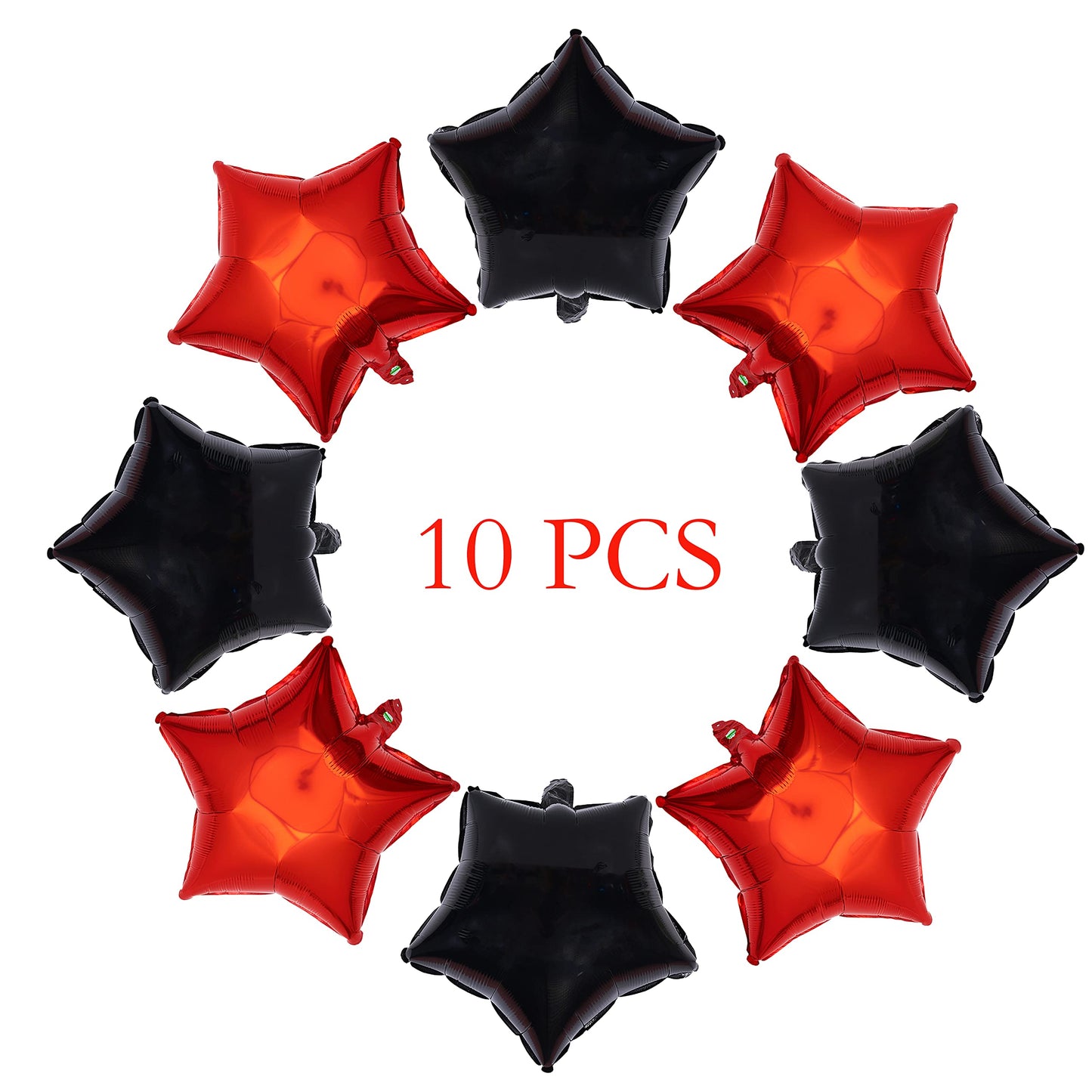 18 Inch Red Black Star Shape Foil Balloon,10Pcs Mylar Helium Balloons Star Balloons For Party Decoration