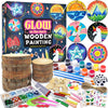 Klmars Kids Wooden Painting Kit-Glow In The Dark-Arts & Crafts Gifts For Boys Girls Ages 5-12-Wood Slice Craft Activities Kits -