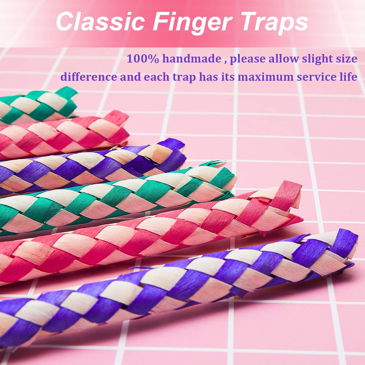 Syhood 24 Pieces Chinese Finger Trap Bamboo Finger Traps Pet Bird Chew Toy Birds Foraging Chopper Toy For Kids Birthday Party Favors Piñata Fillers Goodie Bag Stuffers