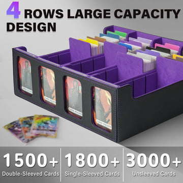 Card Storage Box For Trading Cards, 3000+ Mtg Deck Box With 24 Colorful Dividers & 4 Card Supports, Commander Card Collection Bo