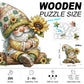 Gnome Wooden Puzzles for mature-themeds  200pcs Wooden Jigsaw Puzzles for mature-themeds  Gnome Sunflowers Unique Shaped Jigsaw Puzzles Creative Gift for Friend Family Game Medium Size 10.6'' x 9.8''