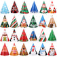 Harrycle 24 Pcs Christmas Party Hats Paper Xmas Tree Reindeer Santa Snowman Elf Cone Hat Christmas Photo Props Party Favors (Cut