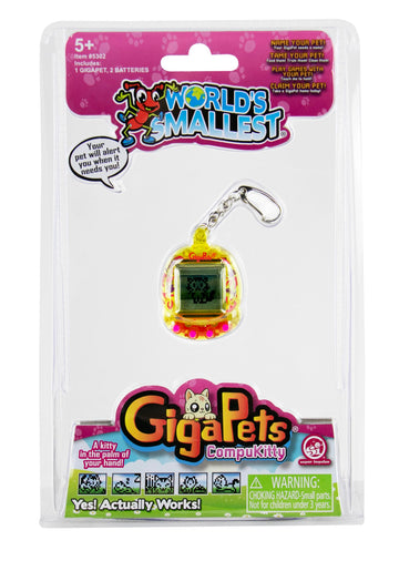 World's Smallest GigaPets Miniature Virtual Pet Assortment, Interactive CompuKitty & PixelPuppy, Multi-Color, Model 5302