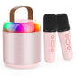 Iyoyo Mini Karaoke Machine For Kids Portable Bluetooth 5.3 Speaker Led Lights With 2 Wireless Microphones Karaoke Gifts For Girls Boys Audlt Birthday Christmas Solid Metal Body (Pink)