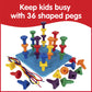 Edxeducation Geo Pegs And Peg Board Set - 36 Pegs In 3 Shapes And 6 Colors + 3 Laces - Ages 18M+ - Homeschool Supplies For Presc