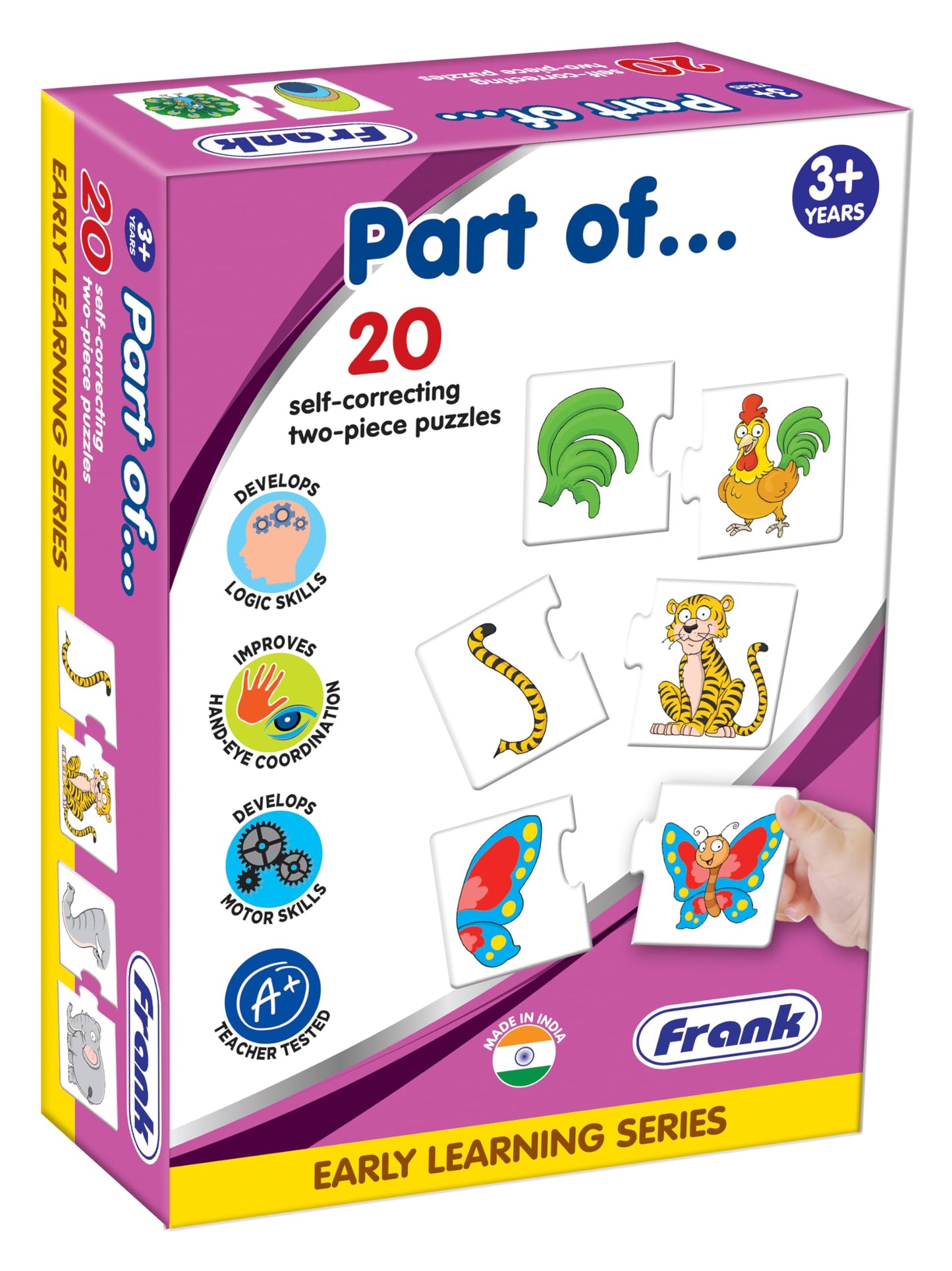 Frank Part of  (40 Pieces) 20 Self-Correcting 2 Pcs Puzzle - Early Learner Jigsaw Puzzle Set with Images for Kids 3 Years and Ab
