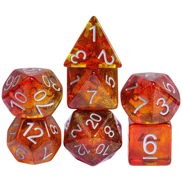 Hddais Dnd Dice Set 7Pcs Orange Polyhedral Dice Set Glitter D&D Dice For Dungeons And Dragons Role Playing Tabletop Games,D N D