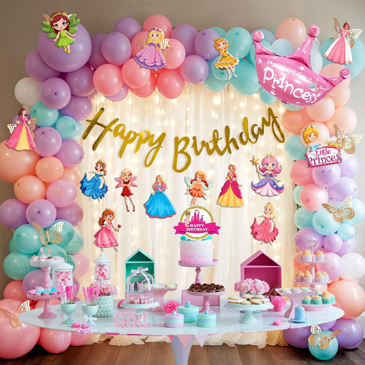 Party Propz Princess Theme Birthday Decoration Items Kit  81 Pcs Princess Birthday Theme Decoration, 14 Pcs Cutouts, Queen Deco