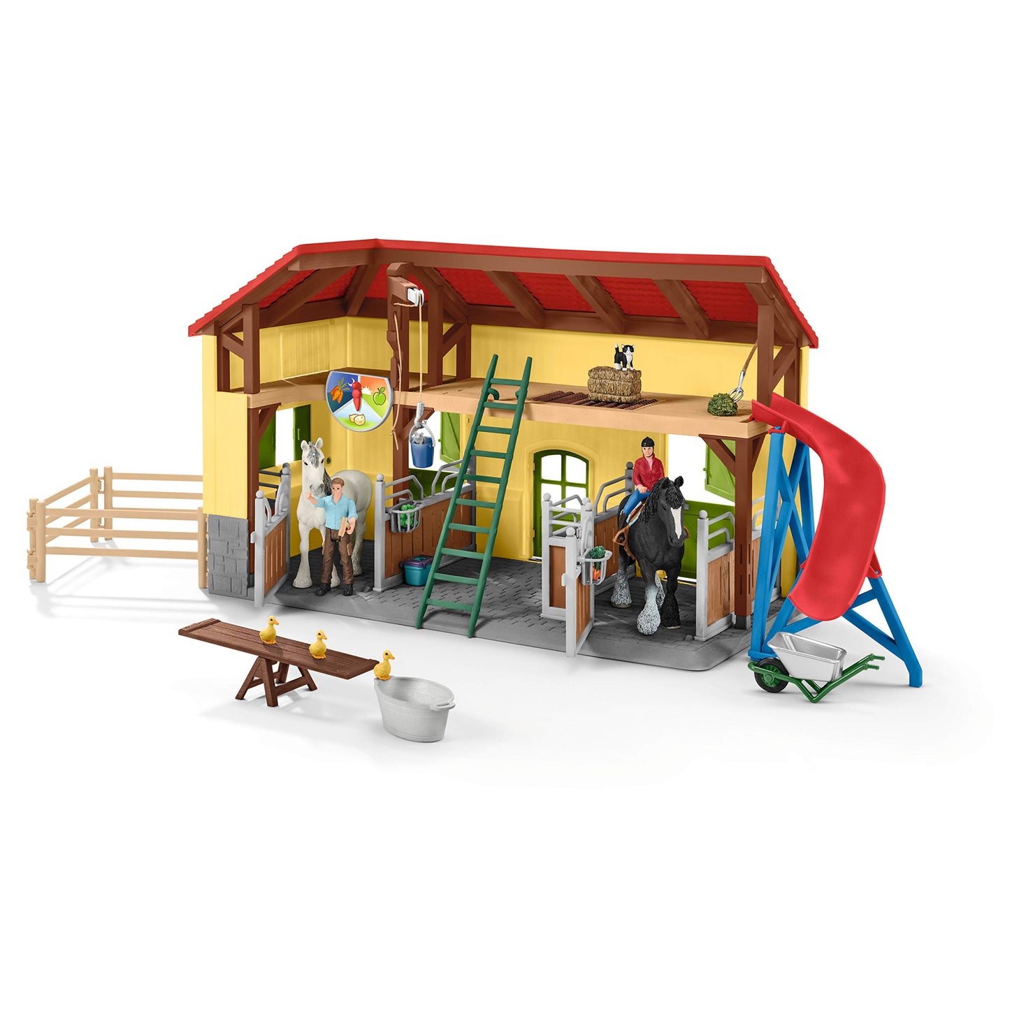 Schleich Farm World, 30-Piece Playset, Farm Toys And Farm Animals For Kids Ages 3-8, Horse Stable 10.5 X 49 X 34.5 Cm