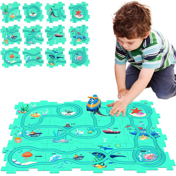 Puzzles And Track Combo, Kids Puzzle Rail Car Play Set, Educational Toys For 3 4 5 6 Year Old Boys Girls, Toddler Montessori Toy