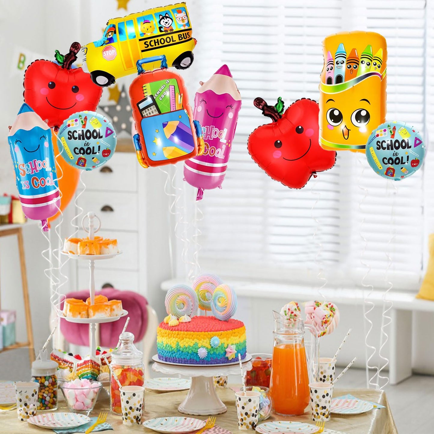 Back To School Balloons, Pencil Apple Crayon Foil Balloons, Welcome Back To School Decorations, Back To School Helium Mylar Ball
