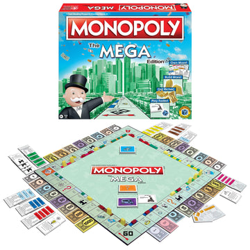 Hasbro Monopoly The Mega Edition - Fast-Paced Game for 2-8 Players, Ages 8+, Multicolor, Model 1104, Plastic Material
