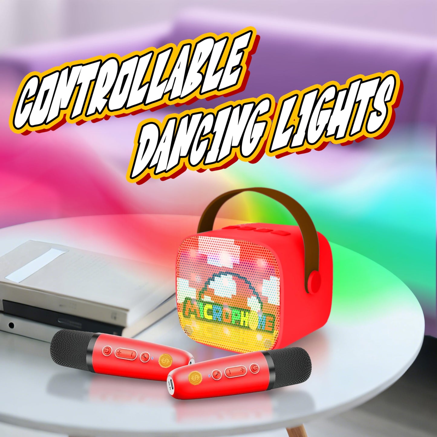 Pixel Super Bro Birthday Party Decoration Toys mini Karaoke Machine for Kids Boys Toys Age 4-6 Toys for Boys Birthday Gifts for