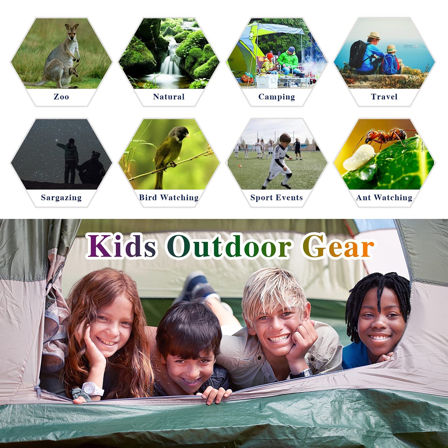 Binoculars For Kids,Kid Binoculars Outdoor Exploration Kit Age 3-12,Compact Shockproof Binoculars Kids,Toddler Binoculars Nature