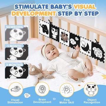 Bbwoo High Contrast Baby Toys For Newborn Development - Tummy Time Black And White Baby Toys For 0-3-6-12 Months - Soft Montesso