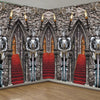 Tiamon Medieval Knight Photography Backdrop - Silver 3D Halloween Castle Entrance & Tablecloths - 3 Pack Party Decor