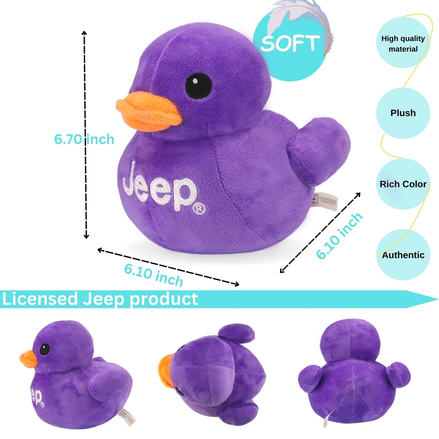 Jeep Plush Duck - Purple Stuffed Animal for Enthusiasts, Small Polyester Toy