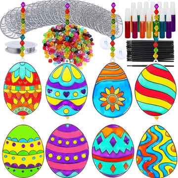 24 Sets Easter Egg Suncatcher Ornaments Decoration Diy Window Paint Art Stickers Craft Kit 8 Designs Easter Egg Suncatchers For Kids Classroom Easter Spring Activity Art Projects Basket Party Favors