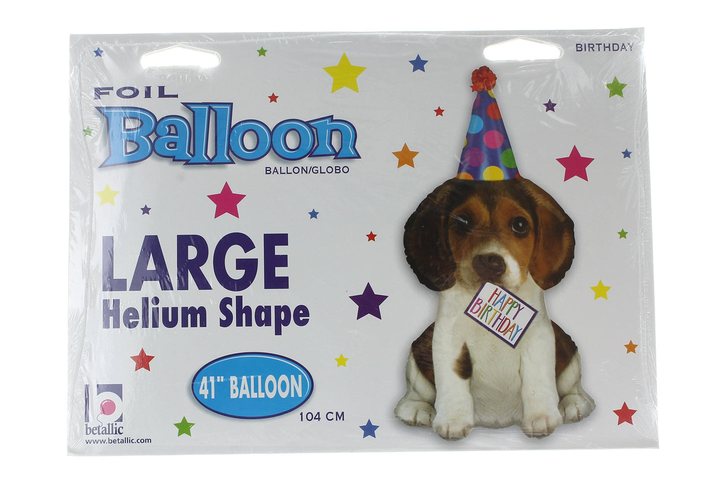 Betallic XL Happy Birthday Puppy Shaped Mylar Foil Balloon - Multi-colored, Plastic, Model 7794936