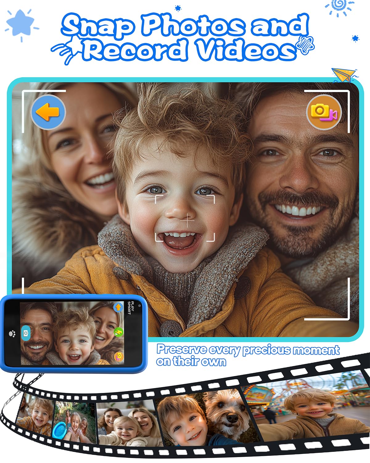 MOMILLA Kids Toys Smart Phone, 3.97'' Touchscreen Kids Phone,16GB Toddler Learning Toys with Games, Front Camera, Boys Girls Toy