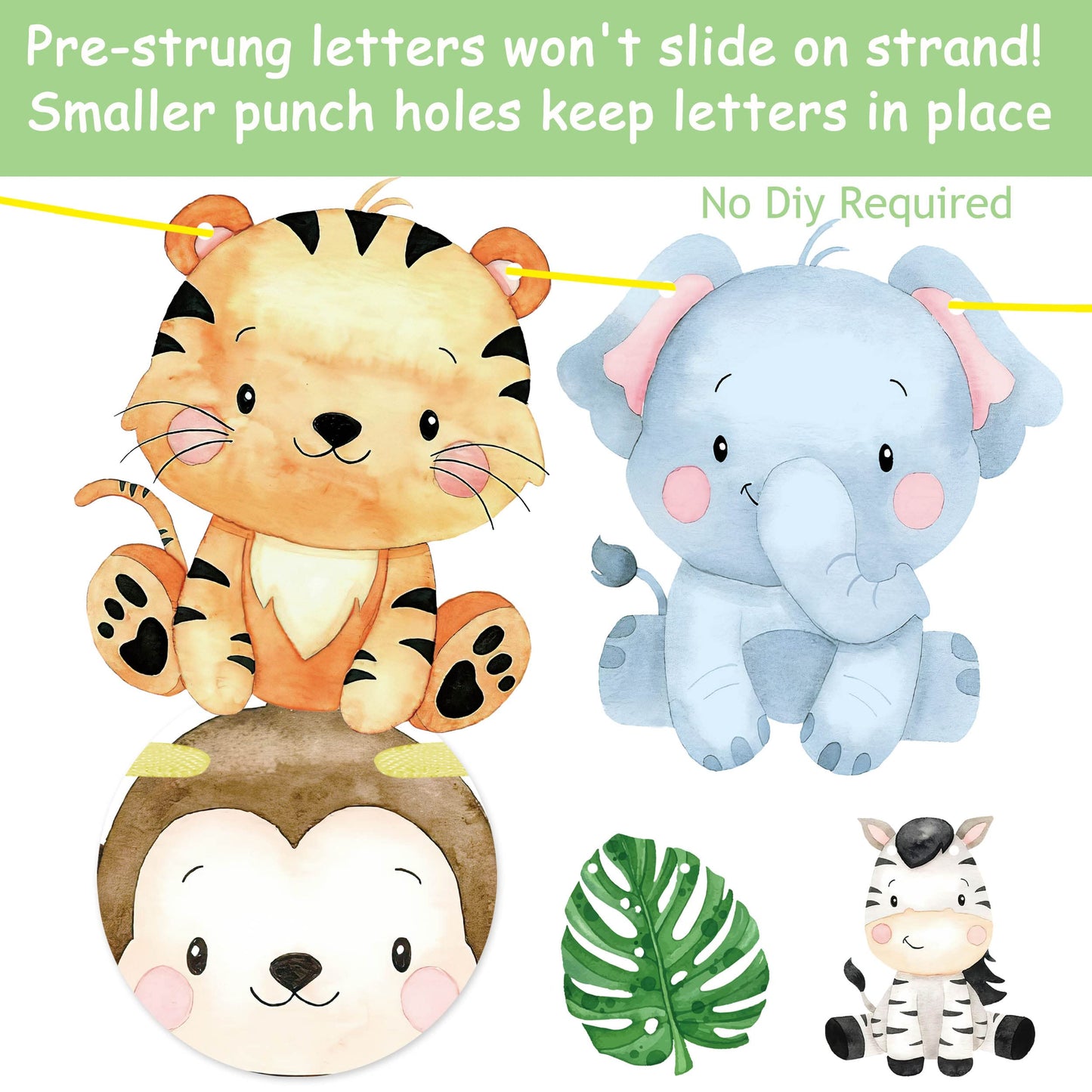 Jungle Safari Animal Banners 2pcs Safari Animals Birthday Party Cutout Banners Animal Theme Party Garland Decorations for Wild O