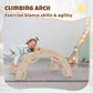Cosyland Kids Climber Arch Rocker With Cushion,Wooden Indoor Pikler Climbing Toys For Toddler With 4 Handrails On Each Side,Pain