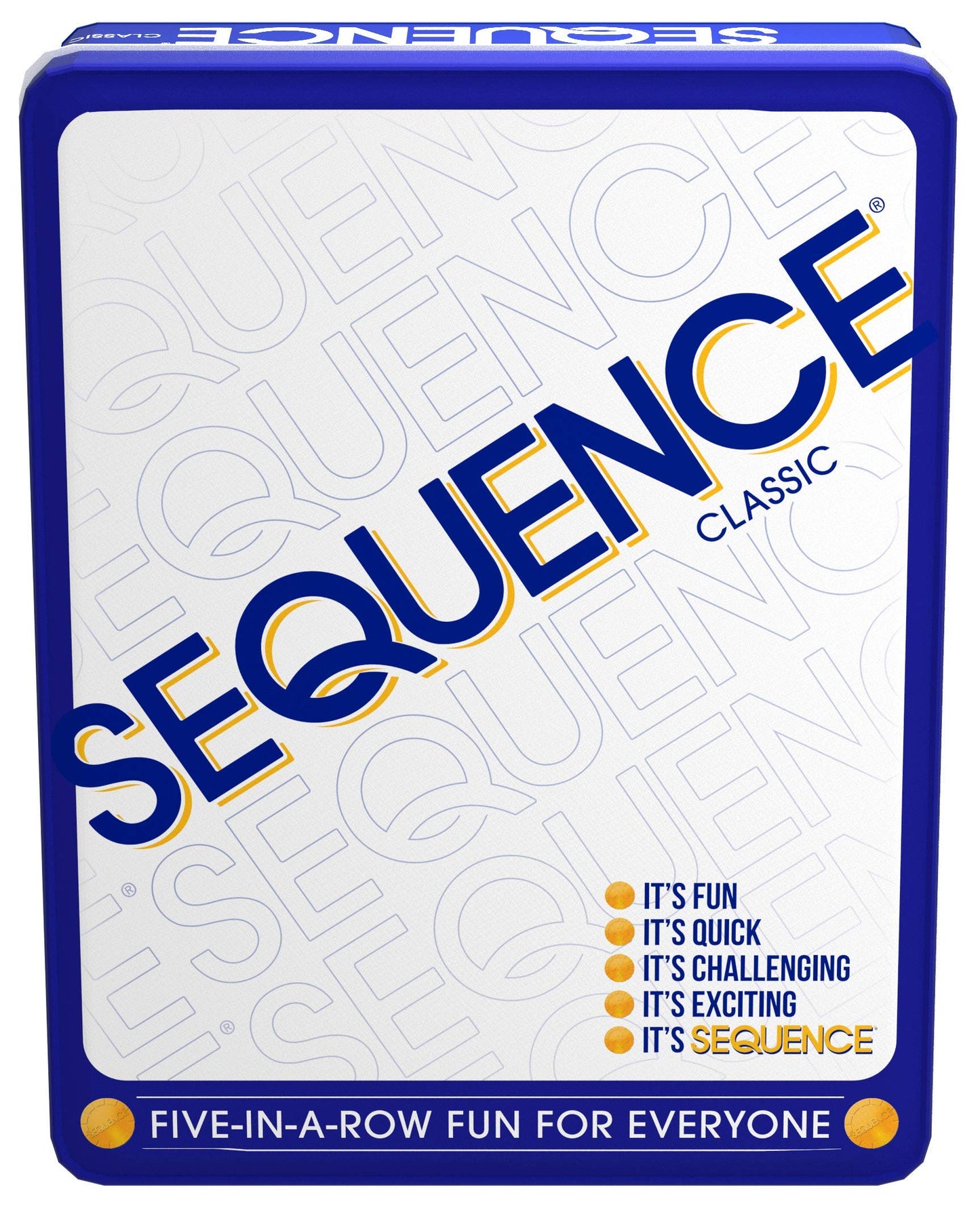 Jax Sequence in a Tin - Five-in-a-Row Game for 2-12 Players, White, Metal, Model 918169