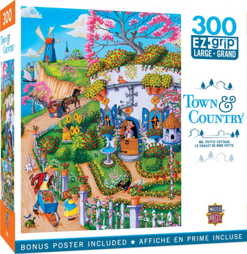 MasterPieces Town & Country - Ms. Potts Cottage 300pc Ezgrip Puzzle - Jigsaw Puzzle with Vibrant Artwork and Durable Pieces - Fun Family Activity  Brain Challenge  and Educational Entertainment