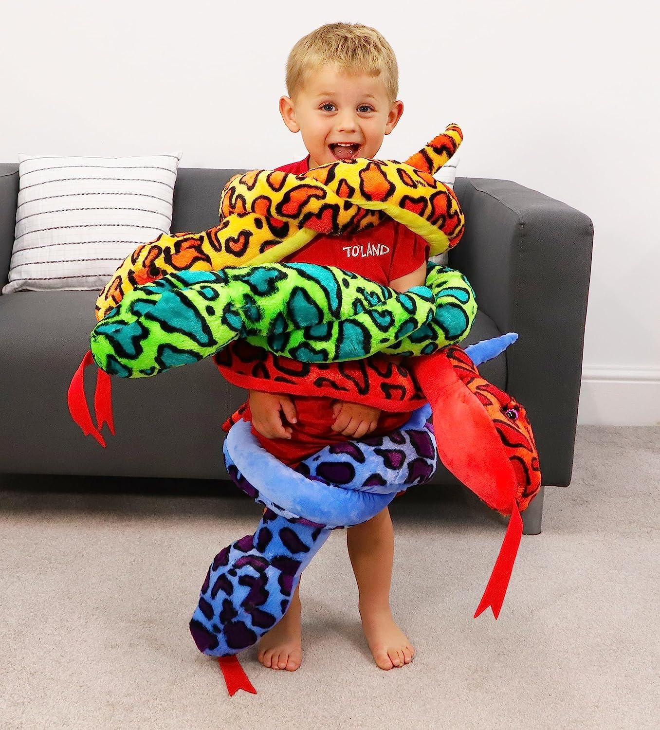 Toyland® 170Cm (5.5Ft) Giant Two-Toned Plush Snake - 5 Assorted Designs - Children'S Soft Toys