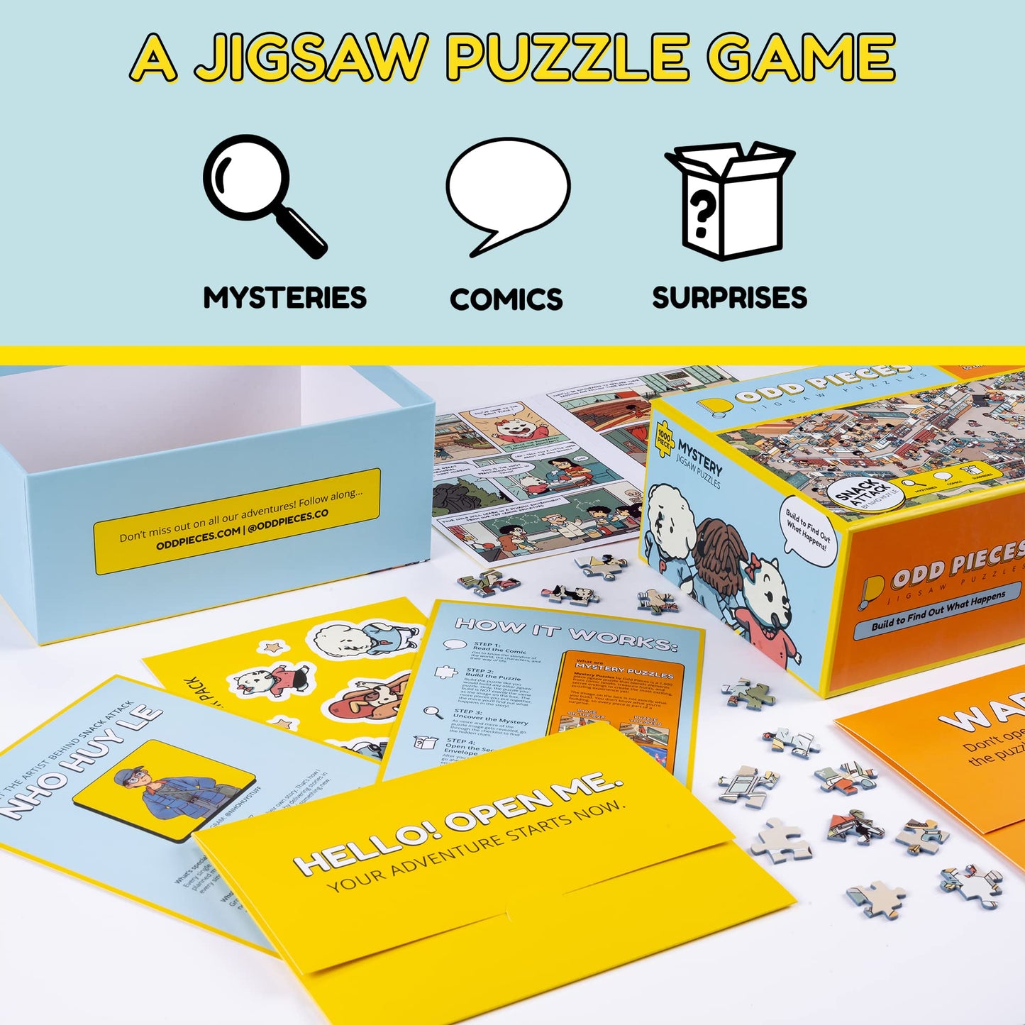 Mystery Jigsaw Puzzle- Astro Gastro -1,000 Pcs Mystery Puzzle With Storytelling Comics, Secret Ending-1000 Piece Puzzle For Adults & Kids –19.7'' X 27.6'' Frameable Magic Puzzle Art