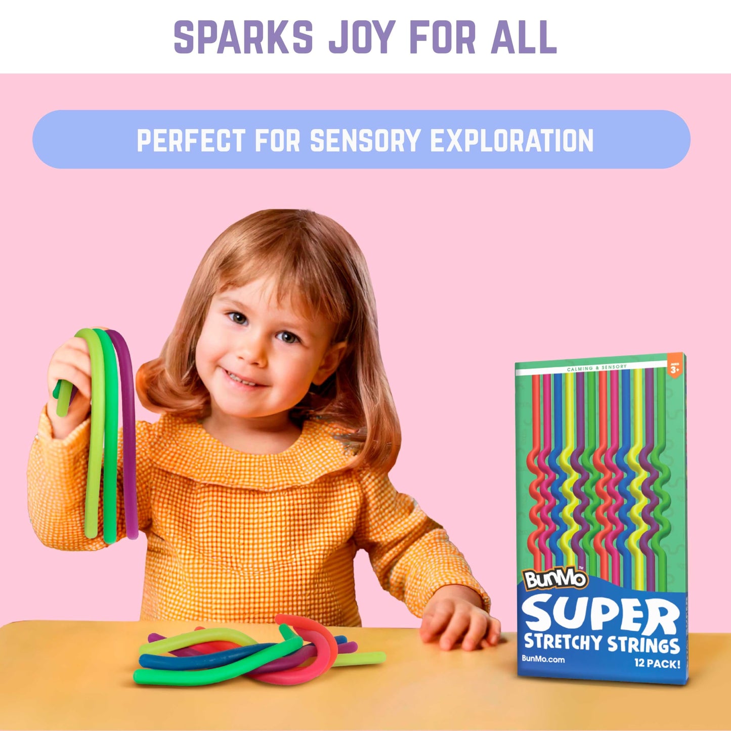 BUNMO Stretchy Strings Sensory Toys - 12 Pack Mini - Multicolor - Fidget & Non-Mouthable - Easter Basket Stuffers