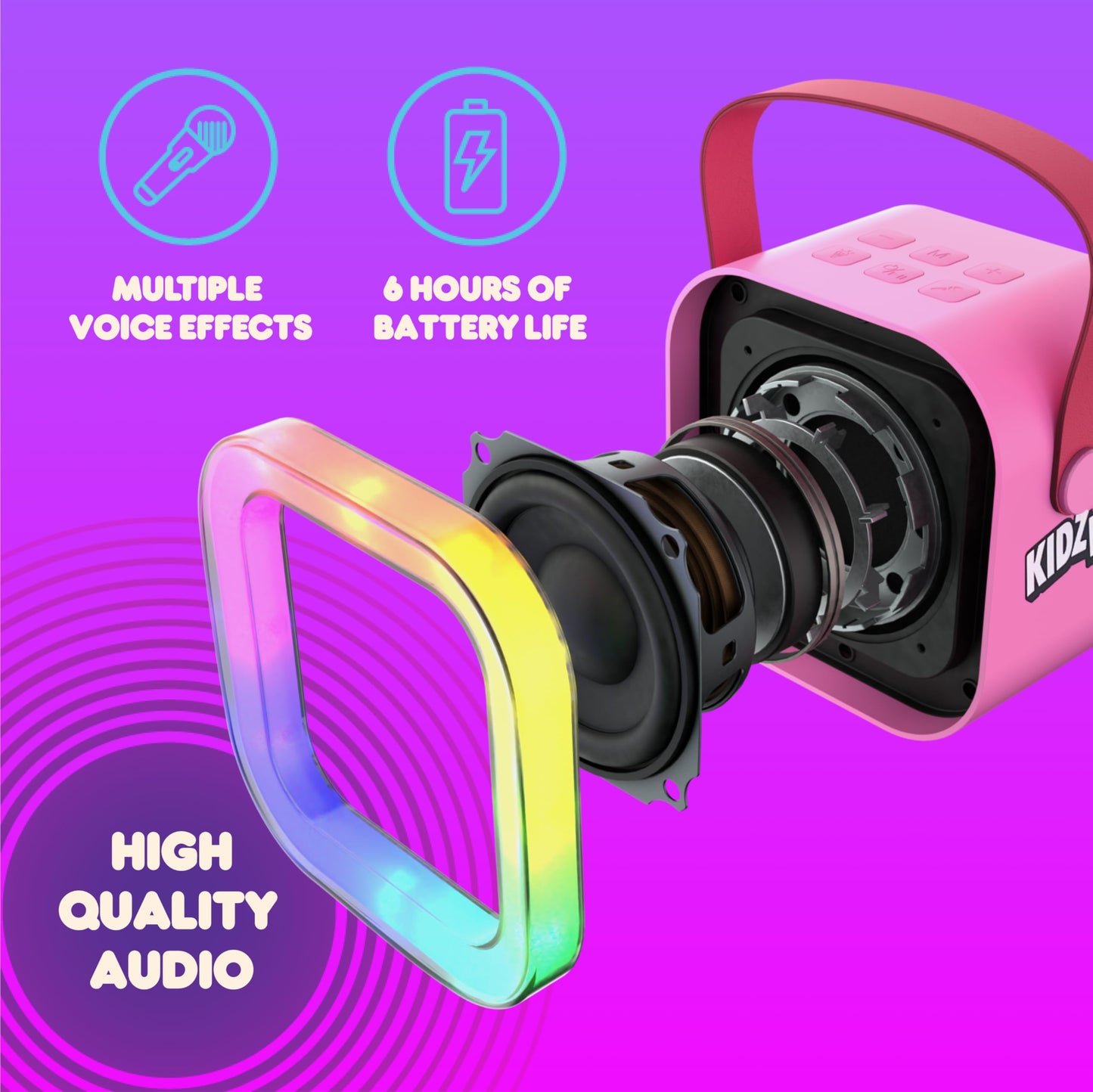 Move2Play, Mini Karaoke Machine For Kids | Includes 20+ Kid Songs | 2 Microphones | Connect With Bluetooth | 2, 3, 4, 5+ Year Ol