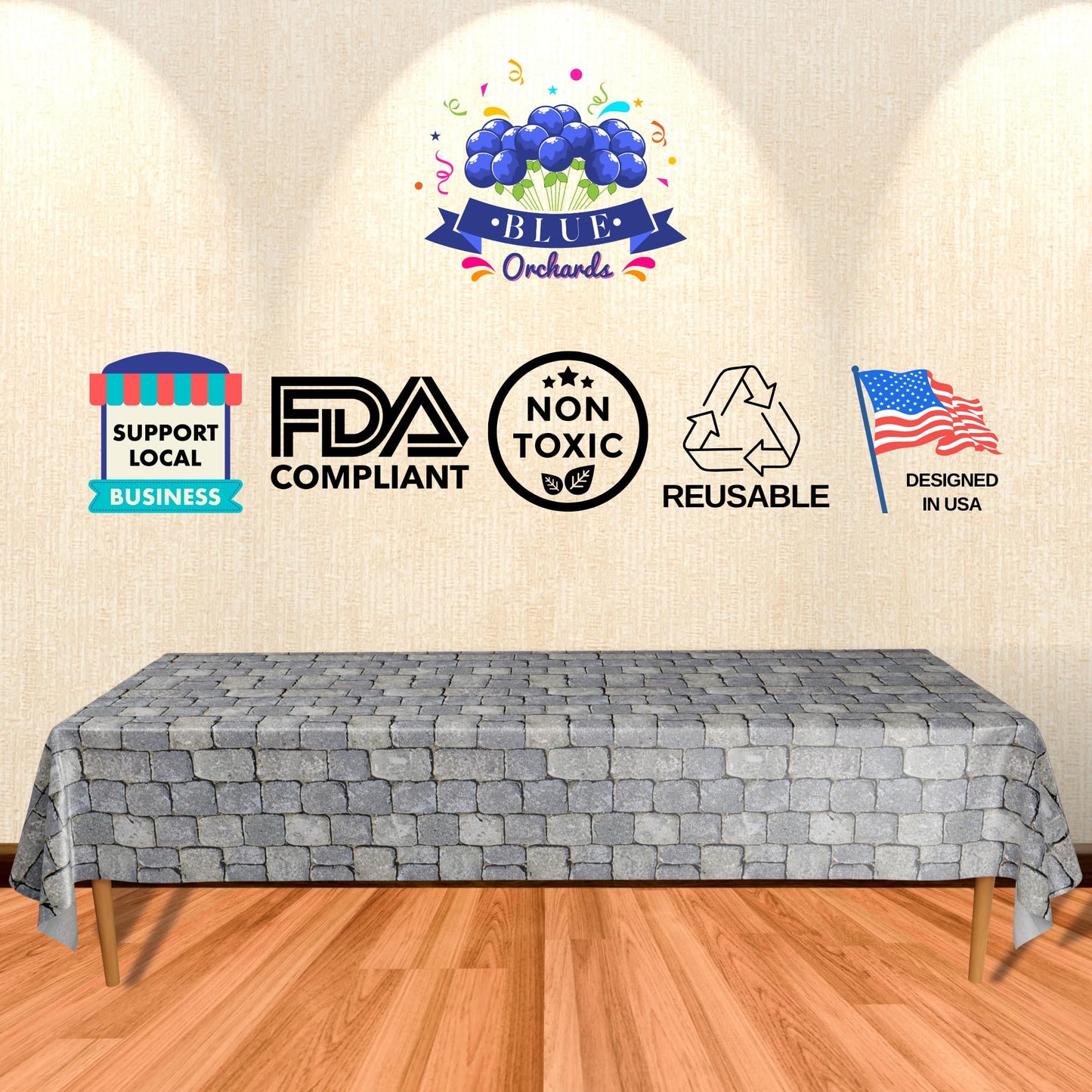 Stone Wall Table Covers (Pack Of 3) - 54'X108' Xl - Medieval Party Decorations, Knight Themed Party Supplies, Castle Parties, Cobblestone, Stone Scene Setter, Knight Birthday Decorations