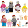 Onest 15 Pieces Wooden Dollhouse Family Set Mini People Figures Sets Dollhouse Dolls Wooden Doll Family Pretend Play Figures Accessories For Pretend Doll House Toy