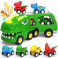 Toys for 1 2 3 4 Year Old Boy Girl, 5 in 1 Toy Trucks for Boys Age 2-3 with 4 Dinosaur Toy Cars for Toddlers 1-3, Friction Power