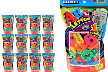 JA-RU ABC Magnetic Letters & Numbers (12 Bags) Colorful Plastic Letters Uppercase & Numbers Refrigerator Magnets for Kids. Educa