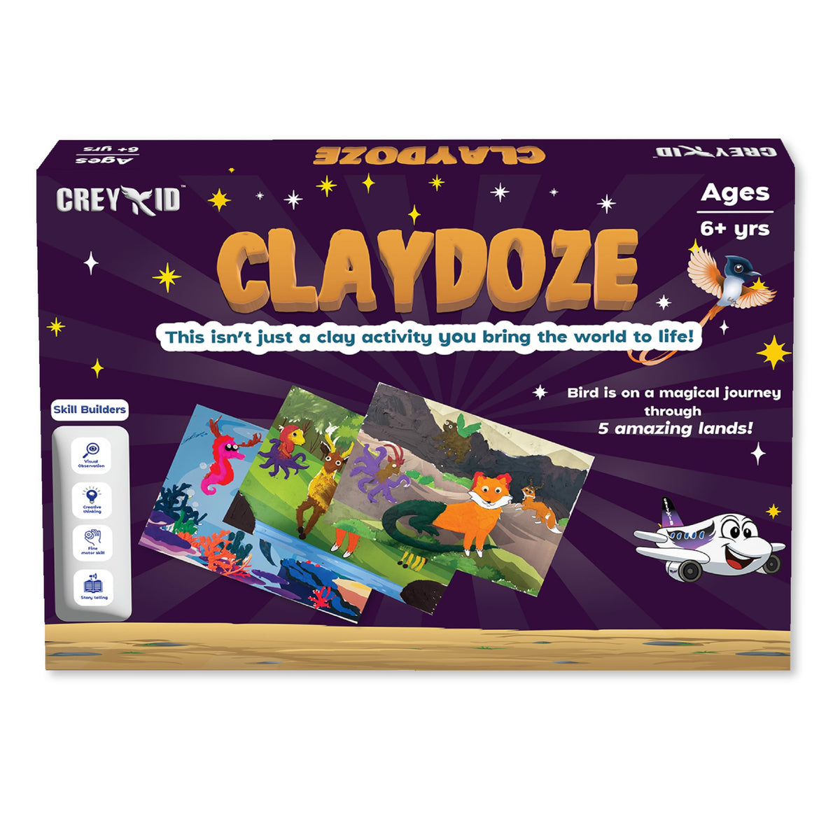 Claydoze  Clay Modeling Kit For Kids  5 Artboards, 12 Clay Colors, Tools & Guidebook  Ages 6+