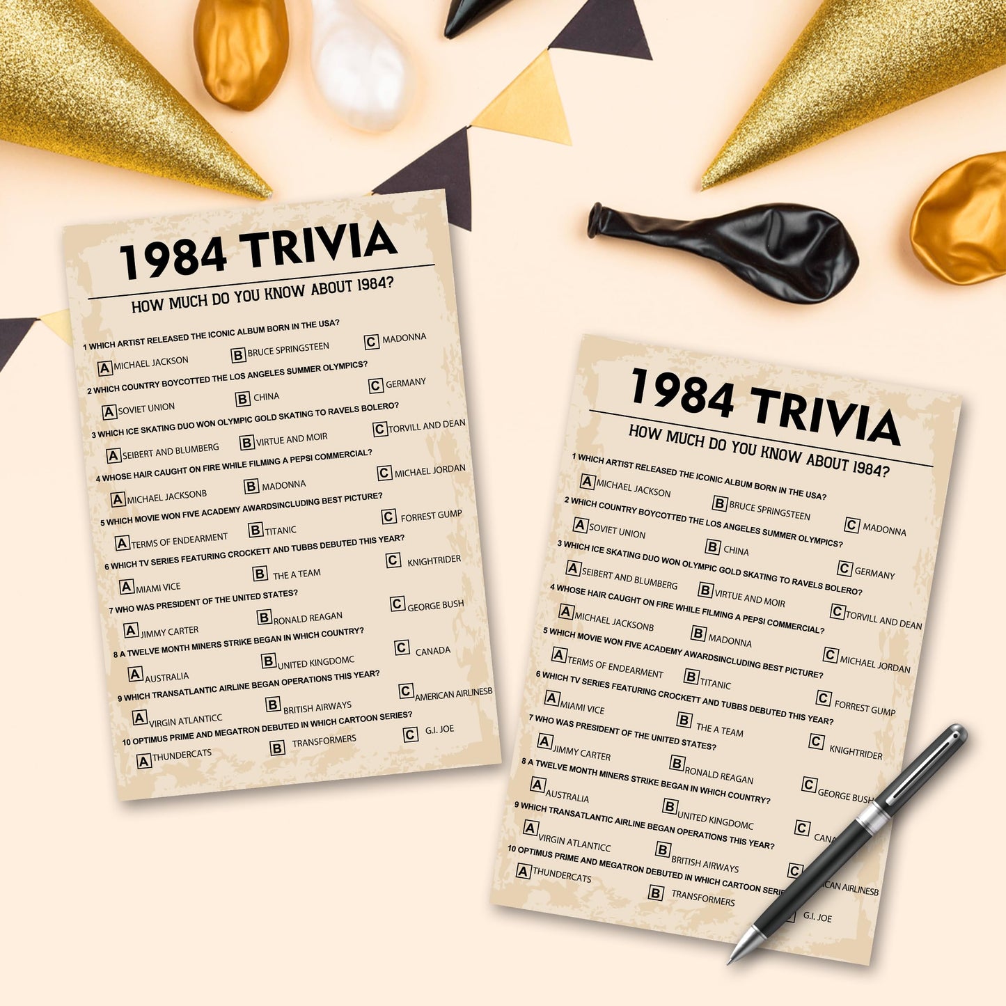 40Th Birthday Party Games, 1984 Trivia Games, Birthday Party Supplies For Adults, Fun 1984S Party Game,Pack Of 30 Cards
