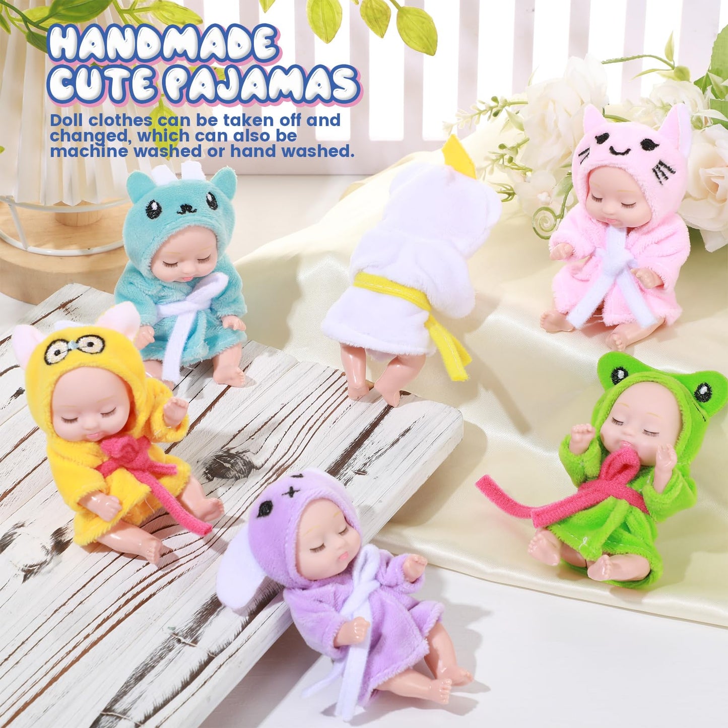 Hanaive 6 Pcs Mini Baby Dolls 4 Inch Christmas Baby Dolls Tiny Reborn Cute Baby Dolls Lifelike Realistic Baby Doll Holiday Birth
