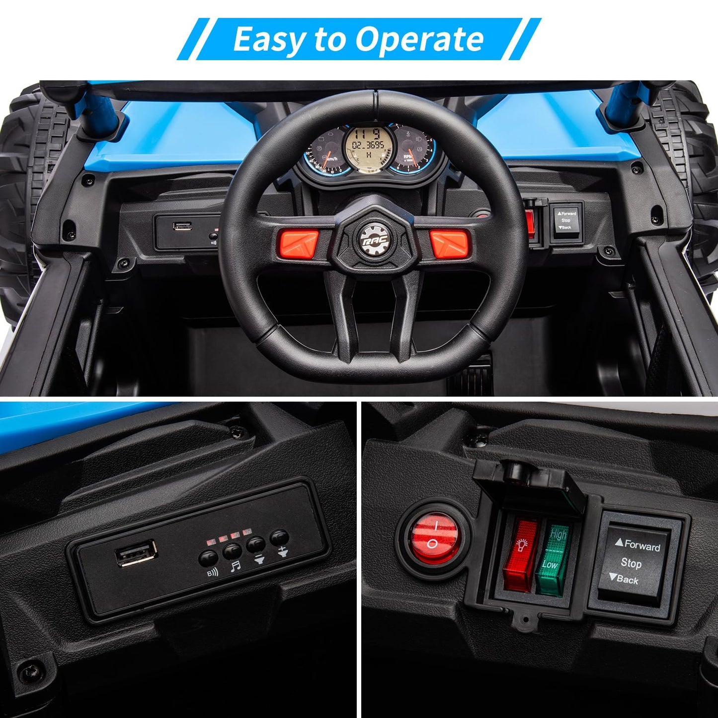 24V Ride On Utv Car, Battery Powered Electric Vehicles, Kids Utv With Remote Control, Spring Suspension,200W Motor, Metal Frame,